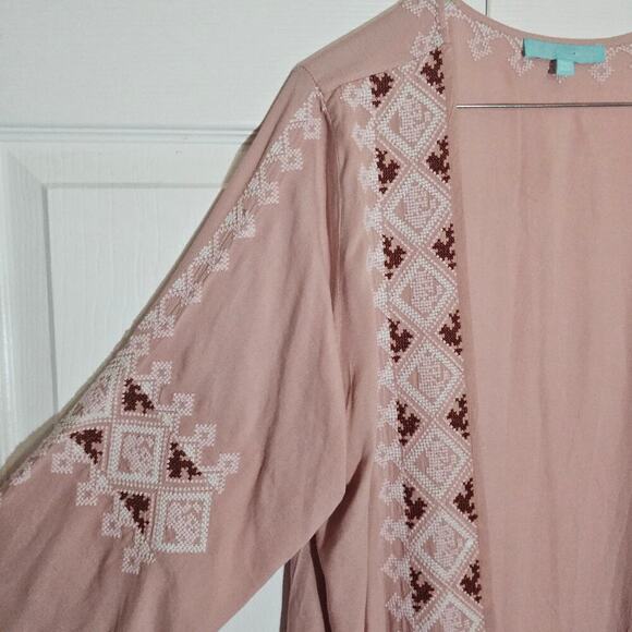 Melissa Odaabash Bohemian Embroidered Fringe Swim Coverup Cardigan OS Summer‎ - Picture 4 of 11